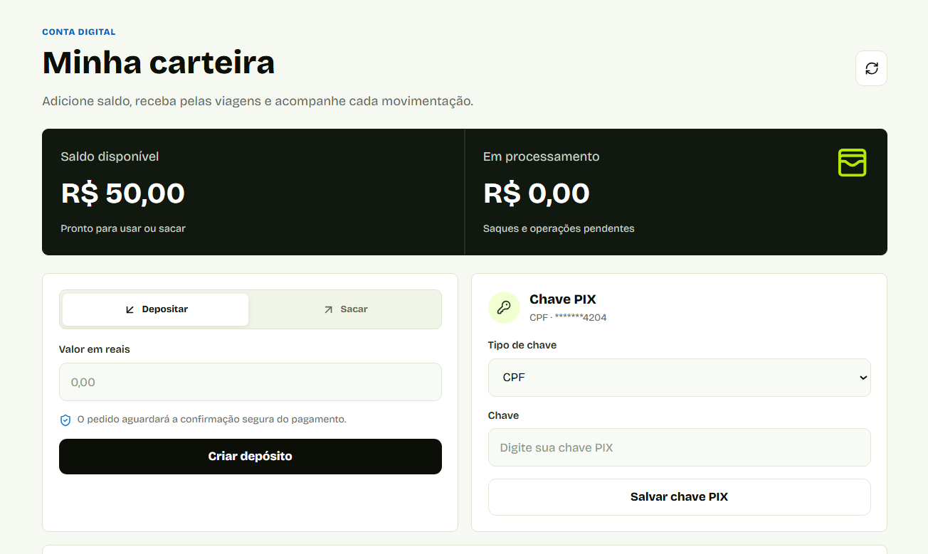 Carteira digital com PIX